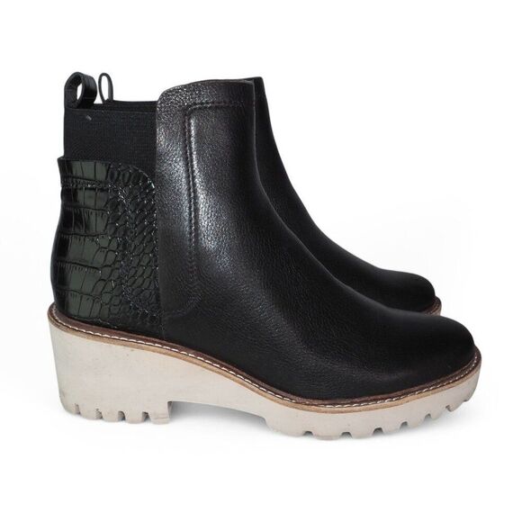 DV Dolce Vita Huey Rielle Lugged Chelsea Ankle Boots "Black Exotic" Women's 9.5 - Picture 4 of 11